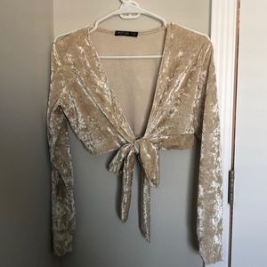 Long sleeve velvet crop top